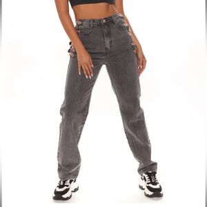 Gray straight leg jeans